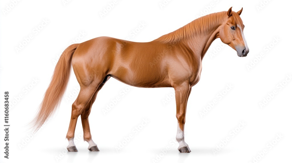 Obraz premium A realistic depiction of a standing brown horse.
