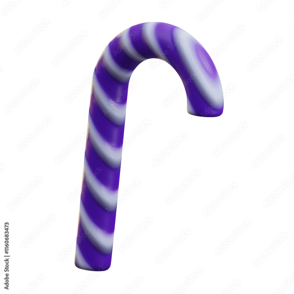 3d illustration Purple and white striped candy cane 4 3d illustration Purple and white striped candy cane 4