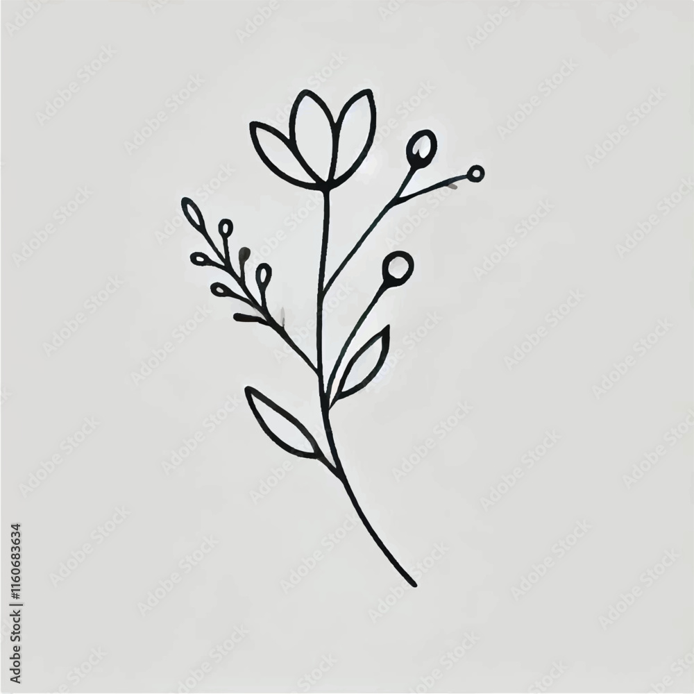 simple single floral outline minimal on a white background simple single floral outline minimal on a white background