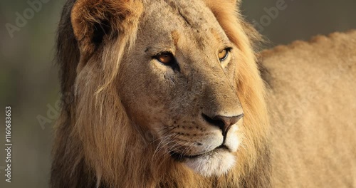 Portrait of a lion in the savannah