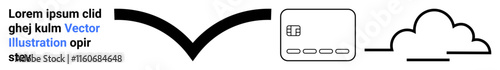 Arrow pointing from text to cloud icon via a server icon. Ideal for cloud computing, data transfer, storage solutions, modern technology, digital transformation, network infrastructure, business