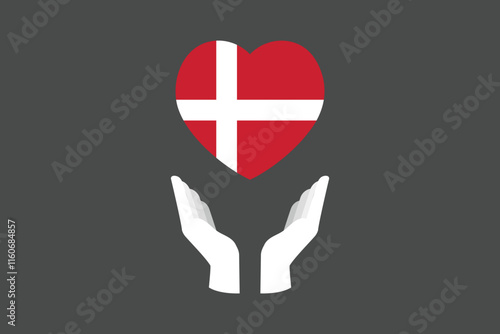 Peace for Denmark with flag, Flag of Denmark national country symbol illustration Vector, Rectangle Denmark flag illustration, Flat vector illustration
