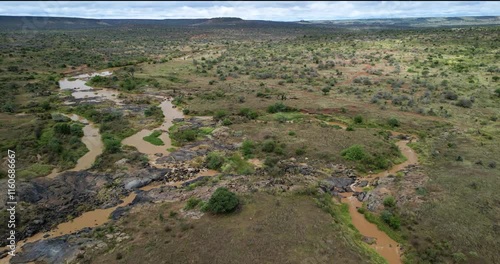 African savannah landscape from an aerial view