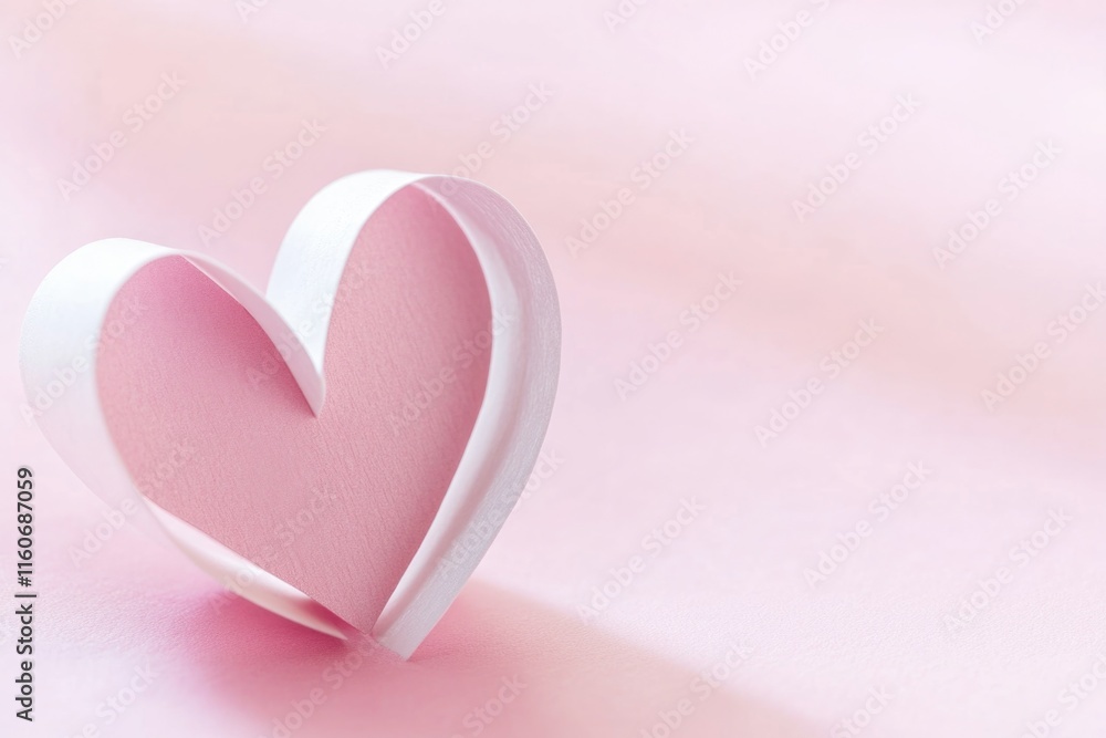A paper heart on a bright pink background A paper heart on a bright pink background