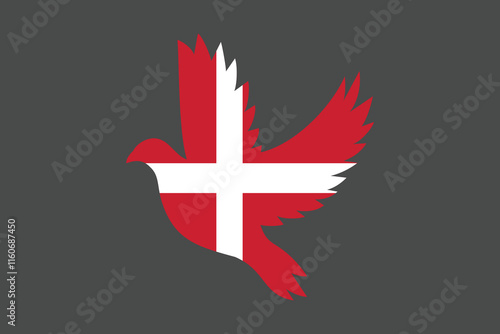 Peace for Denmark with flag, Flag of Denmark national country symbol illustration Vector, Rectangle Denmark flag illustration, Flat vector illustration
