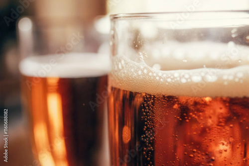 a close up of a glass of beer photo