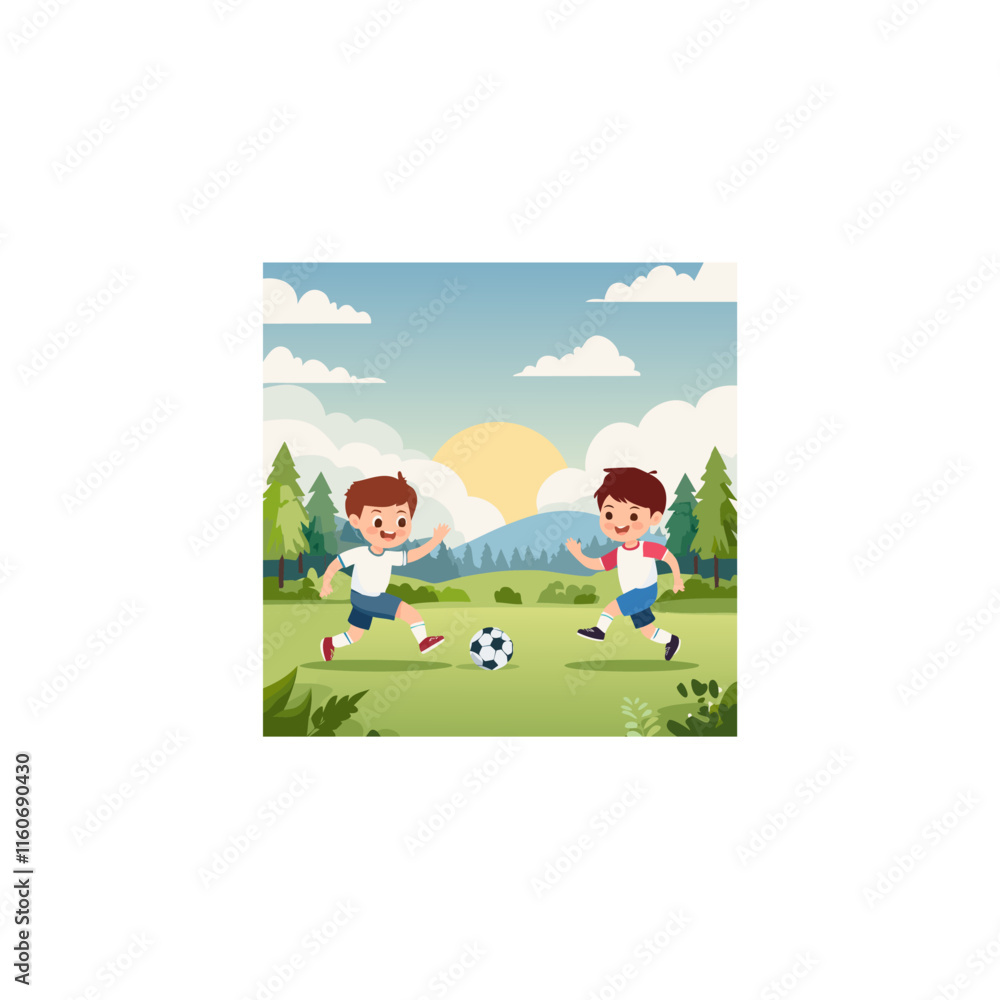 Fototapeta premium chicos jugando futbol
