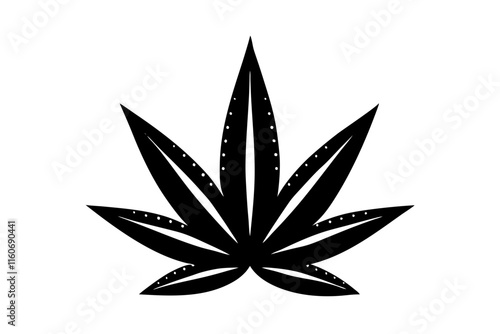 Black silhouette of marijuana leaf isolated on white background Marijuana leaf icon or cannabis.  Geometric cannabis hemp crown silhouette marijuana leaf