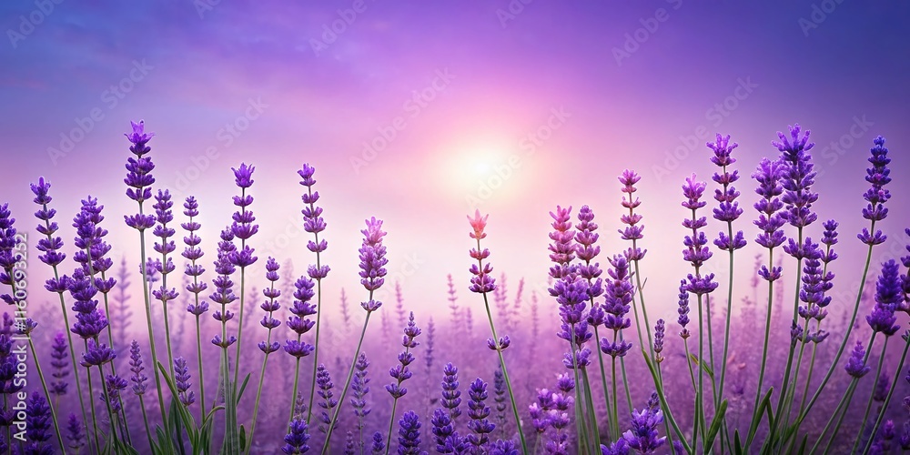 Naklejka premium Delicate Lavender Botanical Silhouettes - Minimalist Calm Background