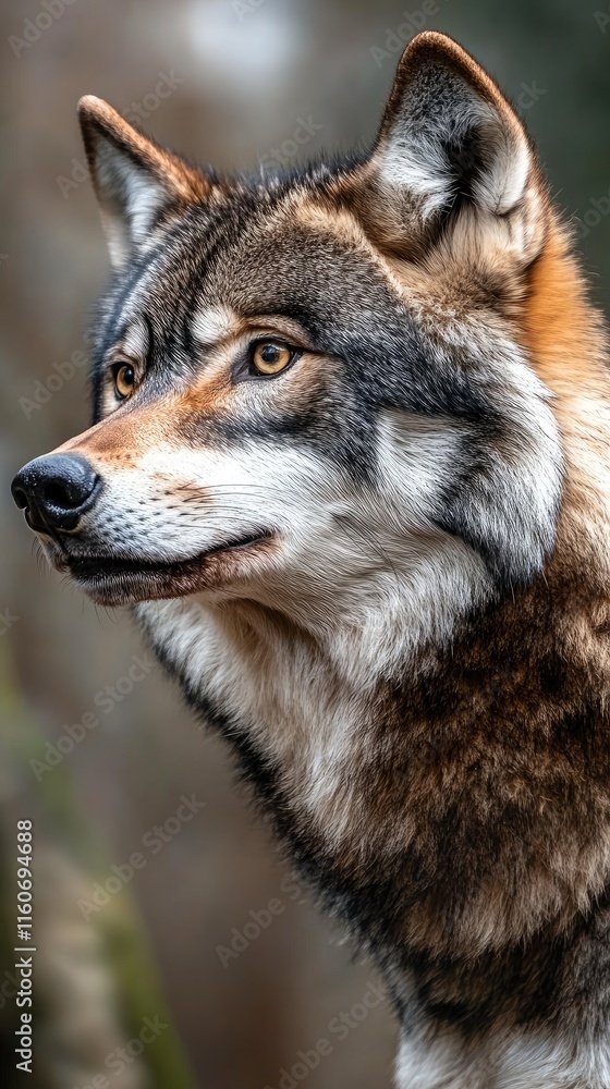 Fototapeta premium A close-up of a wolf's face showcasing its features and expression.