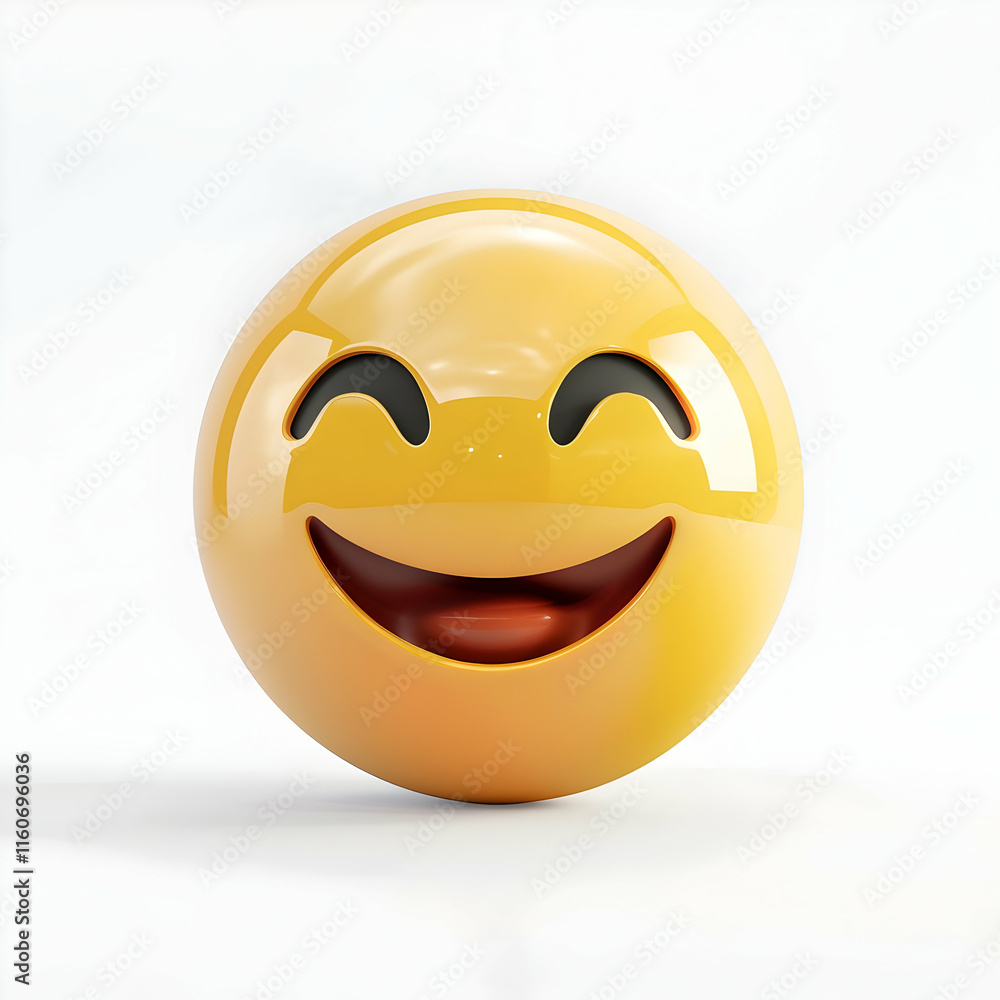Cheerful Yellow Smiley Face Emoji with Happy Expression and Shine Cheerful Yellow Smiley Face Emoji with Happy Expression and Shine