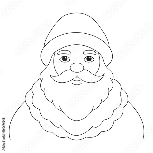 Jolly Santa Claus Line Art – A Cheerful Black and White Holiday Illustration