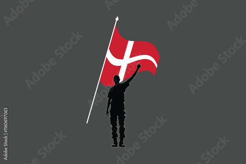 A Man with Denmark flag, Flag of Denmark national country symbol illustration Vector, Rectangle Denmark flag illustration, Flat vector illustration
