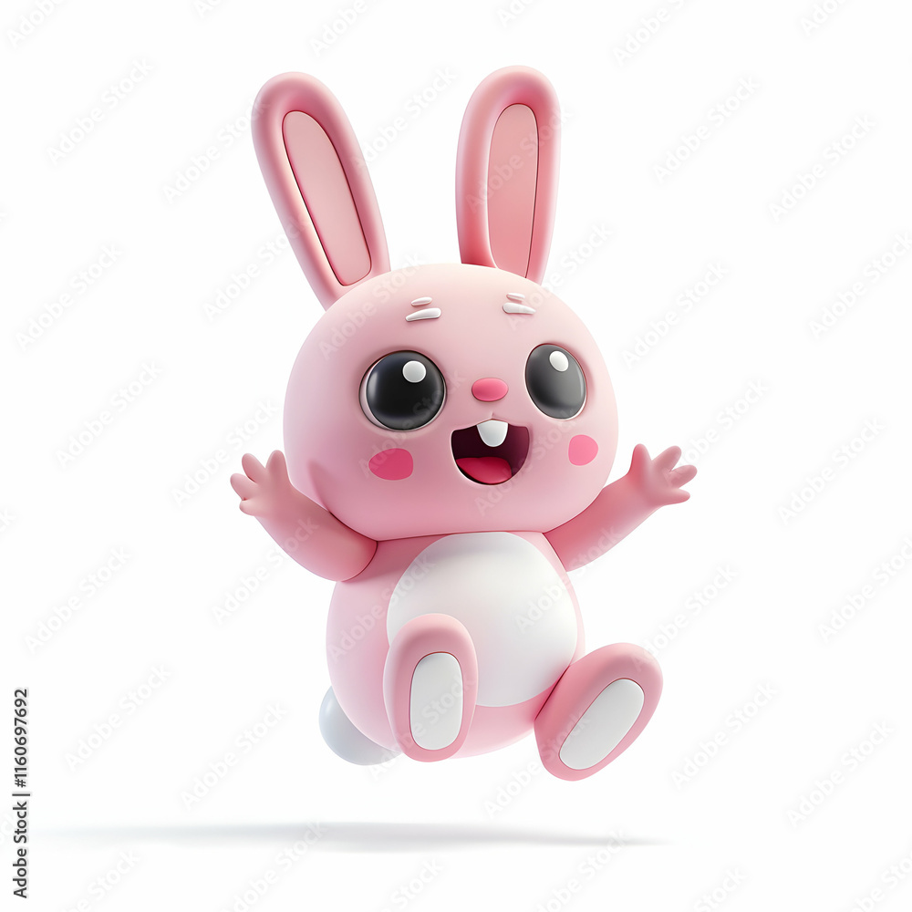 Cute Cartoon Bunny Character with Big Eyes and Cheerful Expression Cute Cartoon Bunny Character with Big Eyes and Cheerful Expression