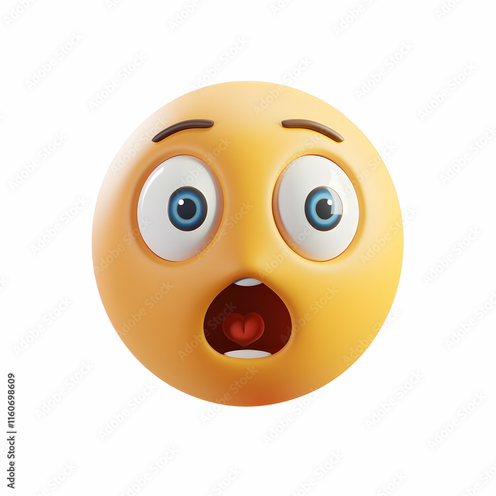 Fototapeta premium Shocked Emoji Expression with Big Eyes and Open Mouth