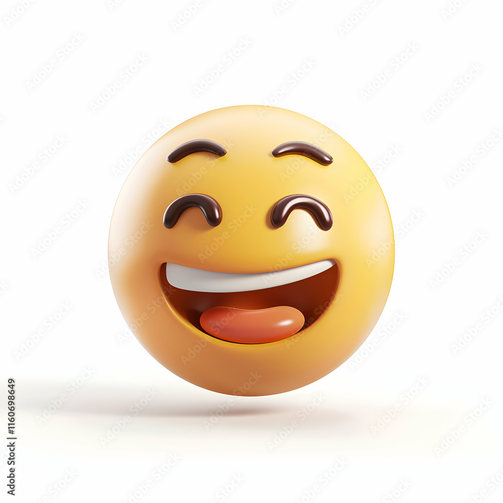 Happy Smile Emoji with Cheerful Expression on a White Background Happy Smile Emoji with Cheerful Expression on a White Background