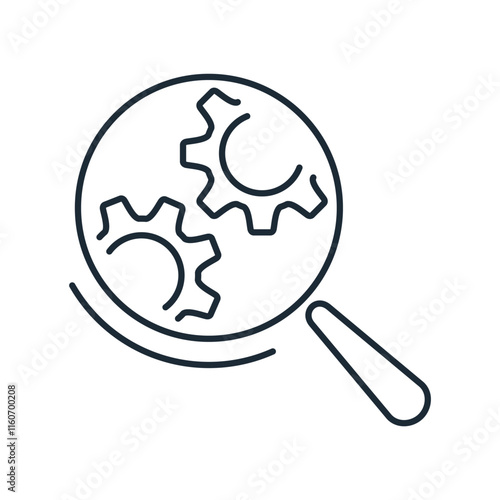 The process is monitored. Control management.Vector linear icon isolated on white background.