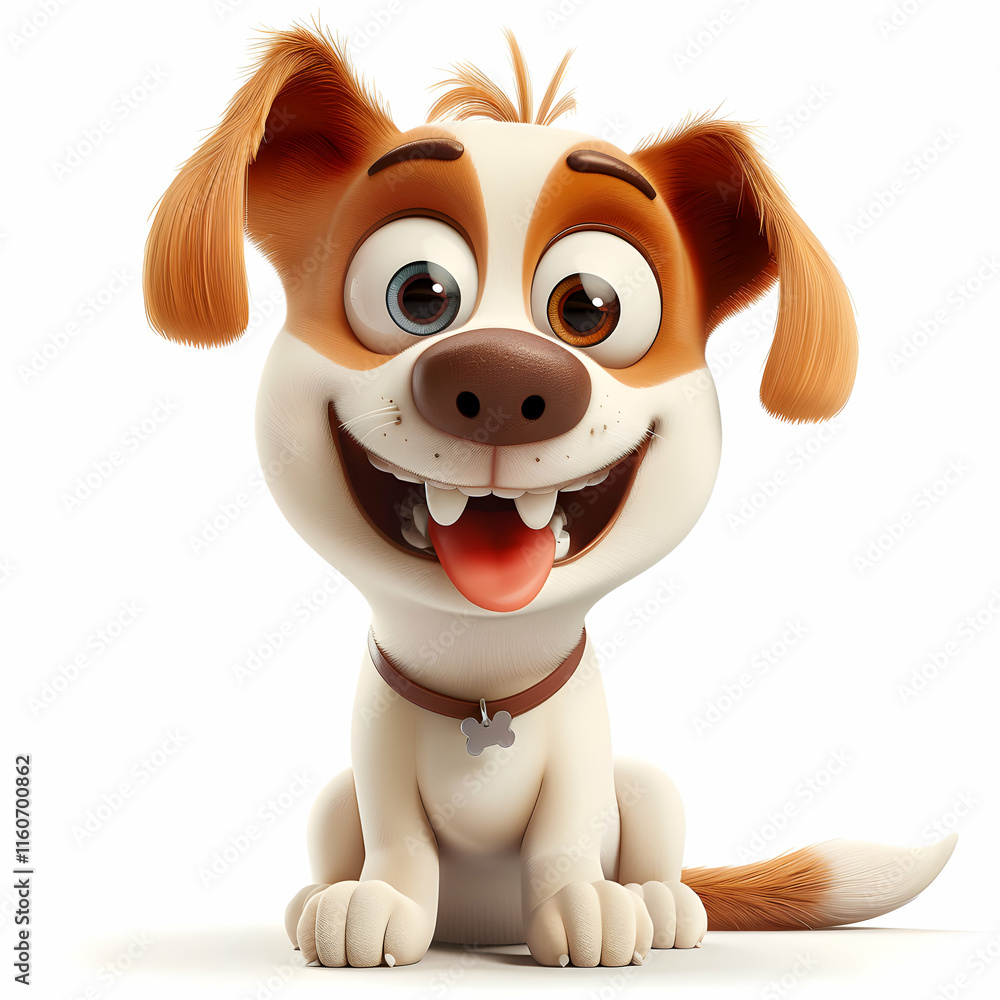 Happy Cartoon Dog with Big Eyes and Joyful Expression Happy Cartoon Dog with Big Eyes and Joyful Expression