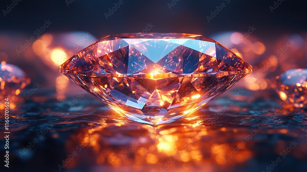 3D diamond and glass reflection, neon light, art creative, refraction effect, transparent precious stone 3D diamond and glass reflection, neon light, art creative, refraction effect, transparent precious stone
