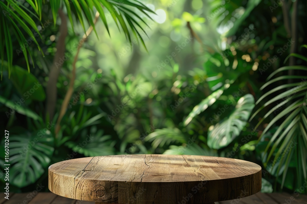 Tropical forest background with natural beauty product display. Tropical forest background with natural beauty product display.