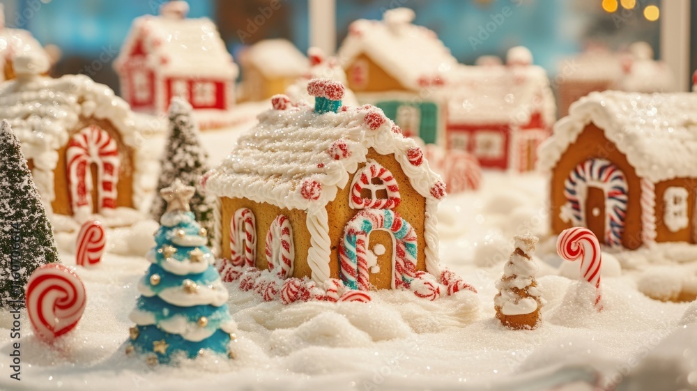 Obraz premium Gingerbread Village Winter Wonderland Festive Holiday Scene
