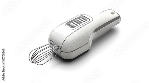 Compact handheld electric whisk isolated on white background. photo