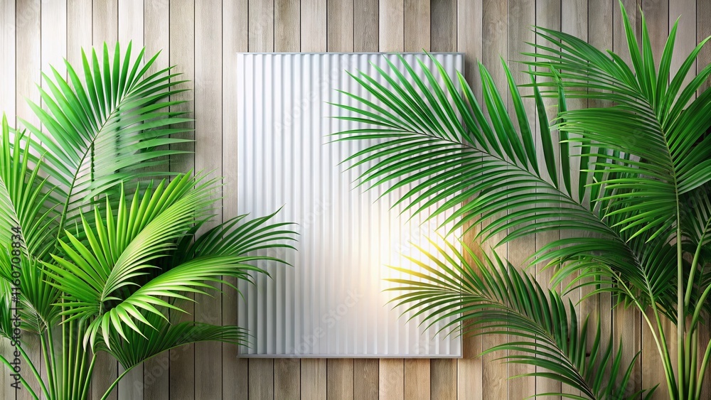 Green Palm & Reeded Glass Spa Banner Green Palm & Reeded Glass Spa Banner