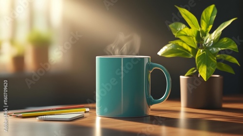 Coffee Mug on a Psychologist's Desk with Relaxation Items. Generative AI
