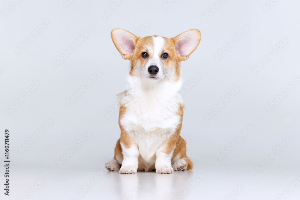 Welsh Corgi Pembroke on a uniform background Welsh Corgi Pembroke on a uniform background