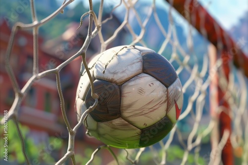 football ball scored into the goal photo