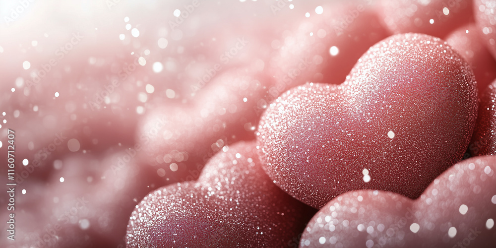 Obraz premium Glitter Hearts Background. Valentine's Day Concept. Pink color fastive background.