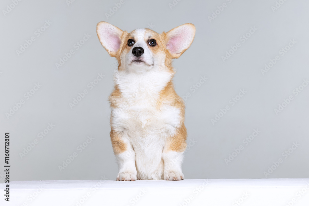 Welsh Corgi Pembroke on a uniform background Welsh Corgi Pembroke on a uniform background