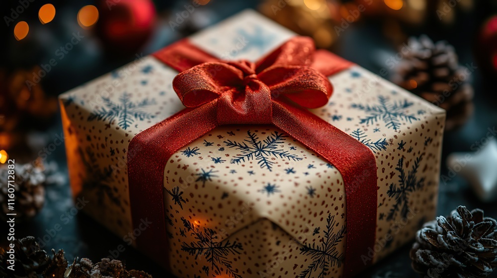 a beautifully wrapped gift box with a red ribbon conveys elegance and anticipation perfect for celebrations such as christmas or birthdays creating a sense of excitement a beautifully wrapped gift box with a red ribbon conveys elegance and anticipation perfect for celebrations such as christmas or birthdays creating a sense of excitement