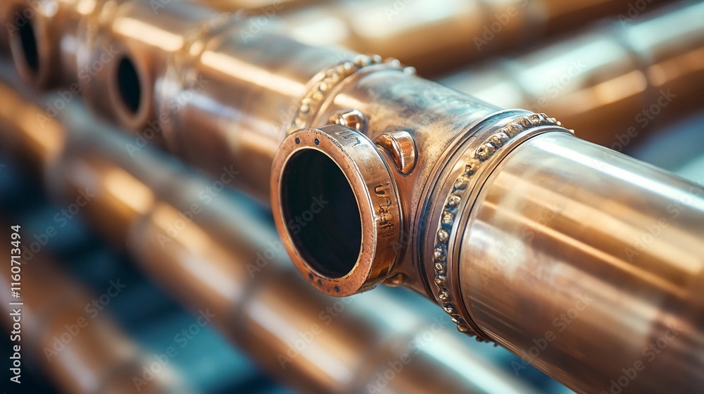 Naklejka premium Copper Pipes Used in Heating and Cooling Systems.