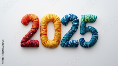 Colorful Yarn Creates The Number Two Thousand Twenty Five