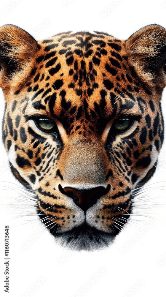Obraz premium A detailed illustration of a leopard's face showcasing its striking features and fur patterns.