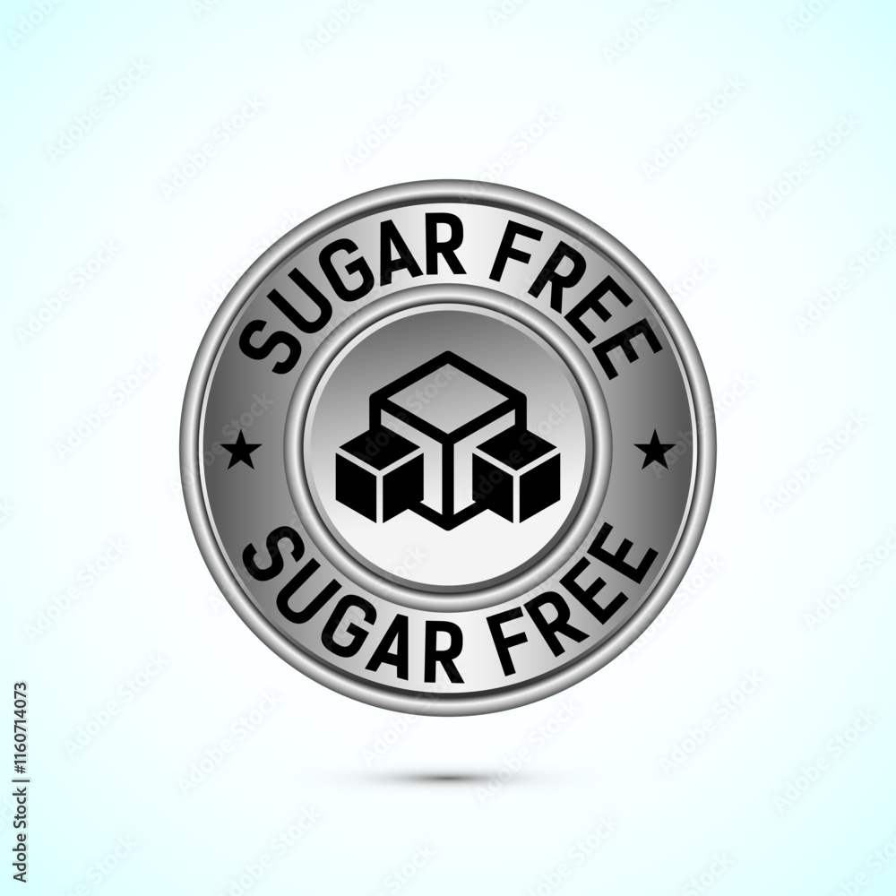 Sugar free icon badge label or sticker. Diabetic icon. No sugar symbol for food packaging Sugar free icon badge label or sticker. Diabetic icon. No sugar symbol for food packaging