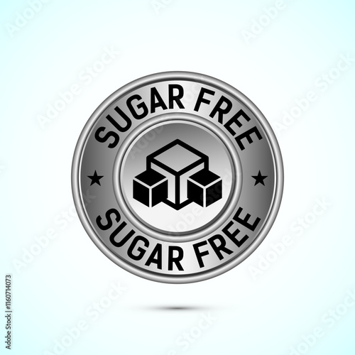 Sugar free icon badge label or sticker. Diabetic icon. No sugar symbol for food packaging