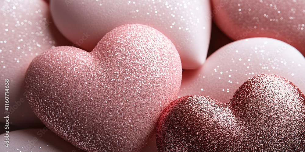 Obraz premium Glitter Hearts Background. Valentine's Day Concept. Pink color fastive background.