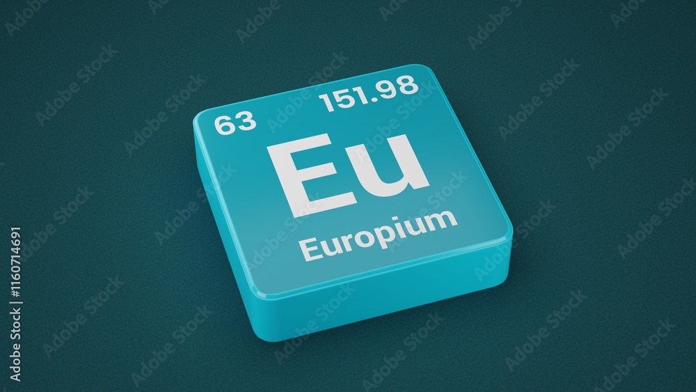 Europium element on the Periodic table. 63rd Element of the Periodic table elements Europium element on the Periodic table. 63rd Element of the Periodic table elements
