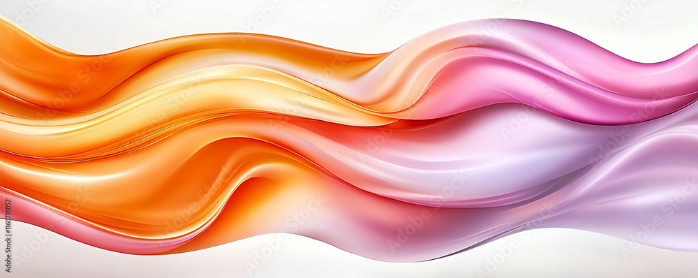 Obraz premium Abstract Orange & Pink Fluid Waves, Flowing Design, Elegant Swirls, Vibrant Hues, Seamless Pattern, Digital Art