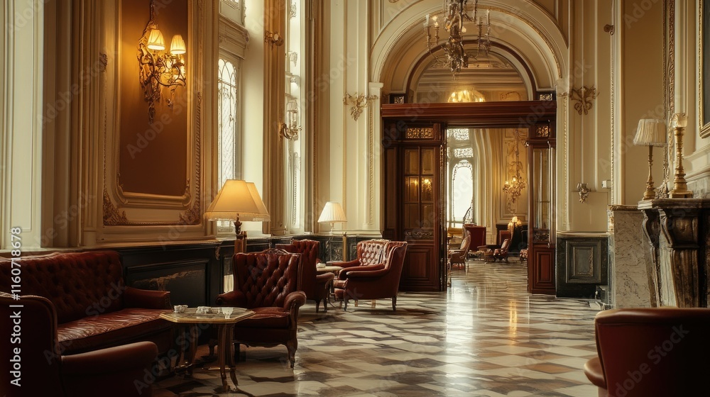 Fototapeta premium Grand Hotel Lobby: Opulent Interior Design