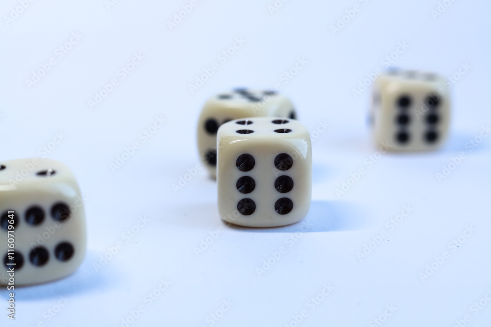 dice on a white background, close-up of dice on a white background dice on a white background, close-up of dice on a white background