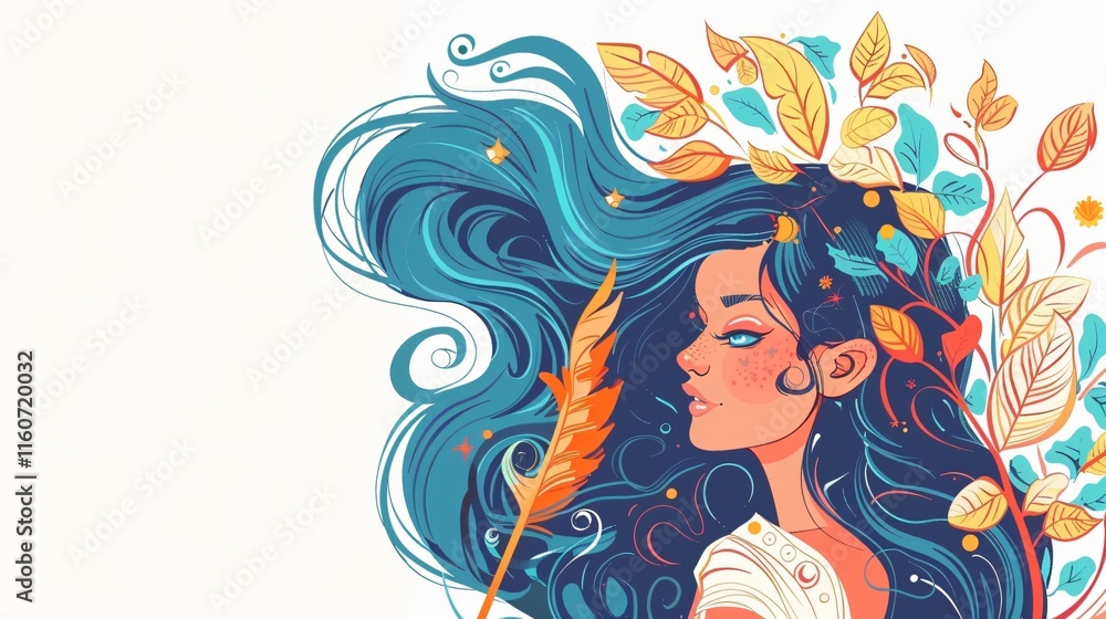 Hand Drawn Vector Illustration of Cute Sagittarius Zodiac Girl Hand Drawn Vector Illustration of Cute Sagittarius Zodiac Girl