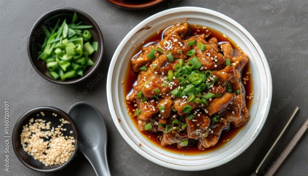 Delicious Stir Fried Doenjang Bokkeum with Fresh Green Onions and Sesame Seeds Delicious Stir Fried Doenjang Bokkeum with Fresh Green Onions and Sesame Seeds