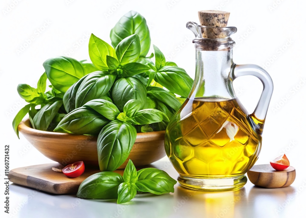 Oil & Basil Still Life - Bright, Detailed Art Oil & Basil Still Life - Bright, Detailed Art