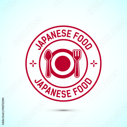 Japanese food icon badge with flag, suitable for restaurant business