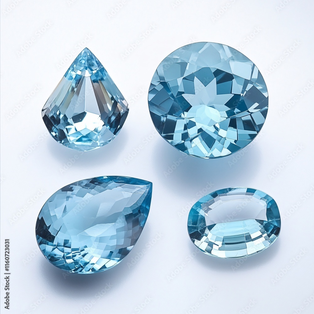 Aquamarine Gemstone Collection with Mixed Cuts and Light Blue Radiance Aquamarine Gemstone Collection with Mixed Cuts and Light Blue Radiance