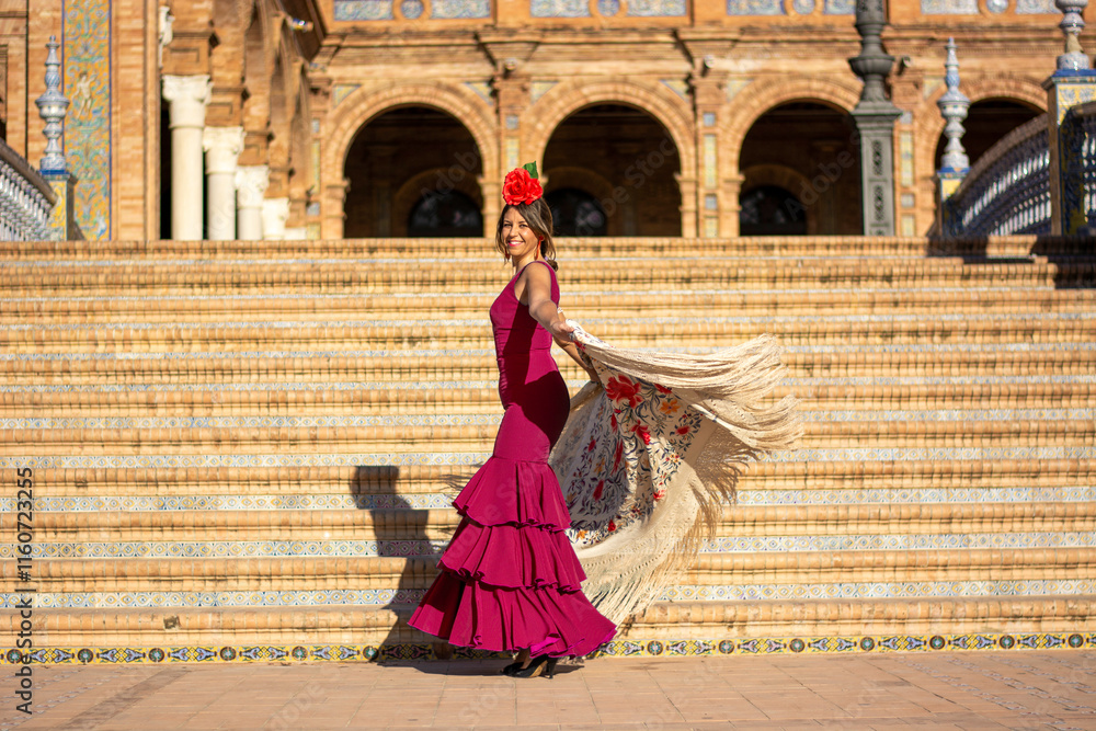 the beautiful girl dances flamenco on a beautiful sunny day the beautiful girl dances flamenco on a beautiful sunny day