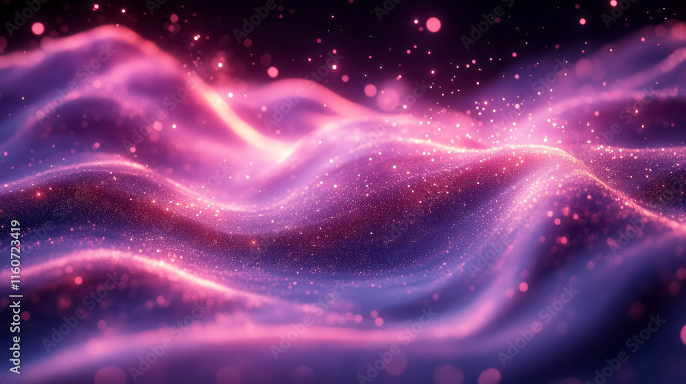Surreal abstract waves illuminated by soft purple light, Surreal abstract waves illuminated by soft purple light,